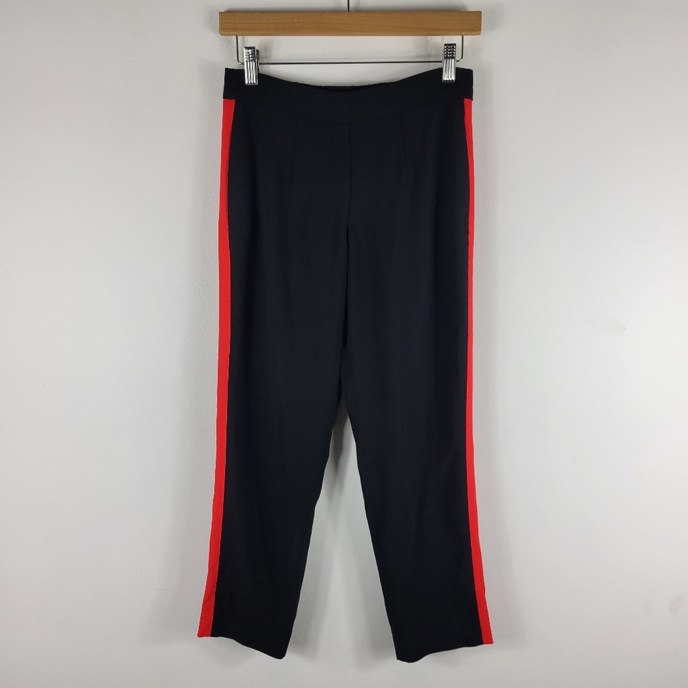 Babaton High Waist Pull On Racer Side Stripe Slim Straight Crop Ankle Pants